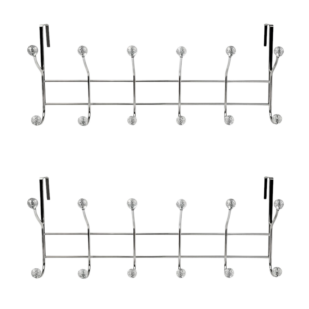 Metal Over Door Hanger Set of 2 – 24 Hooks Heavy-Duty Clothes & Coat Hanging Rack for Bedroom, Bathroom & Office – No-Drill Door Storage Organiser