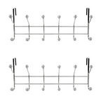 Metal Over Door Hanger Set of 2 – 24 Hooks Heavy-Duty Clothes & Coat Hanging Rack for Bedroom, Bathroom & Office – No-Drill Door Storage Organiser
