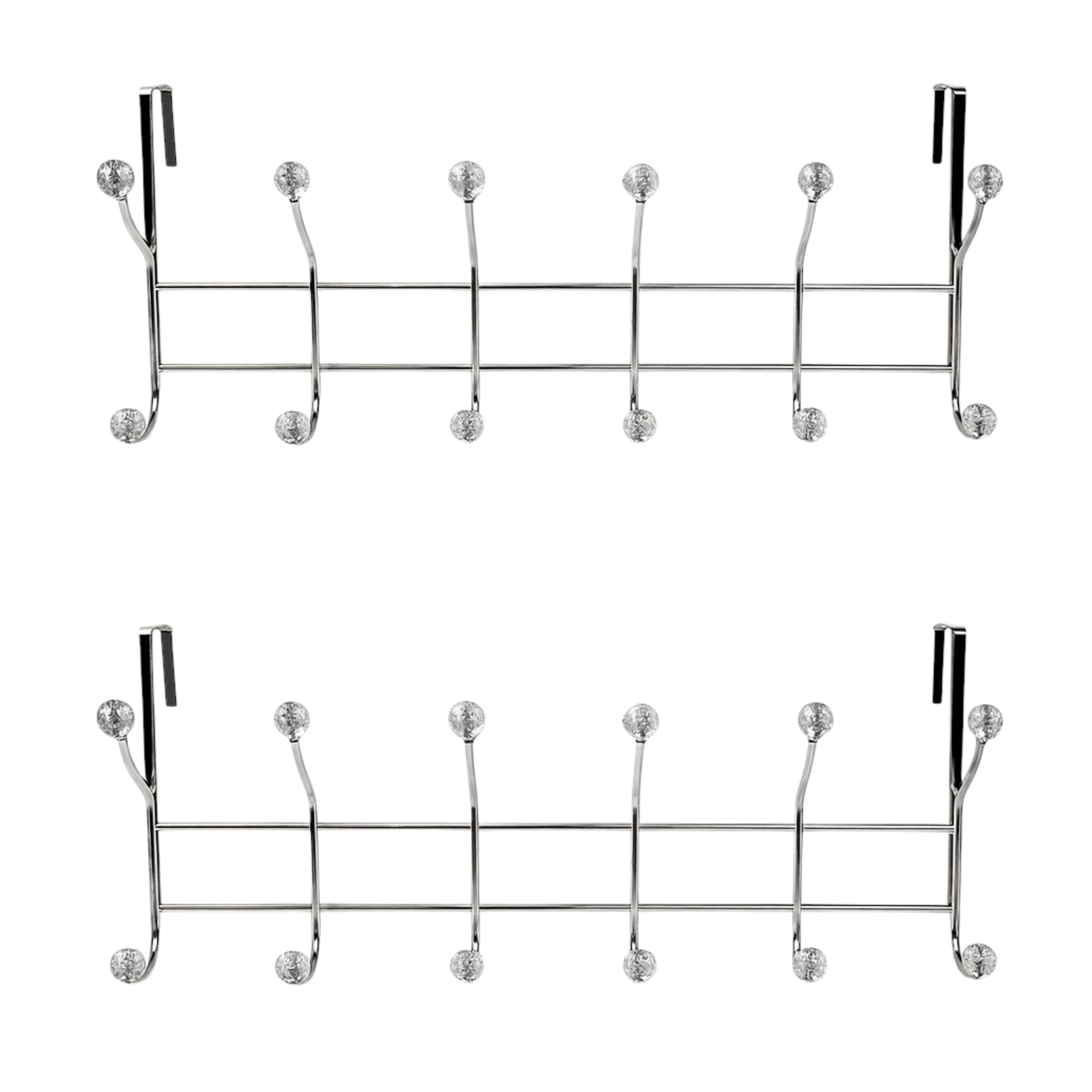 Metal Over Door Hanger Set of 2 – 24 Hooks Heavy-Duty Clothes & Coat Hanging Rack for Bedroom, Bathroom & Office – No-Drill Door Storage Organiser
