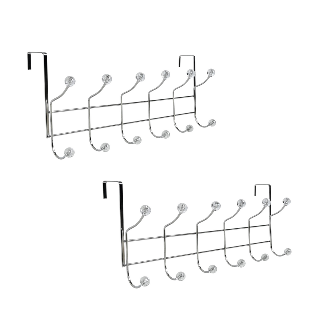 Metal Over Door Hanger Set of 2 – 24 Hooks Heavy-Duty Clothes & Coat Hanging Rack for Bedroom, Bathroom & Office – No-Drill Door Storage Organiser