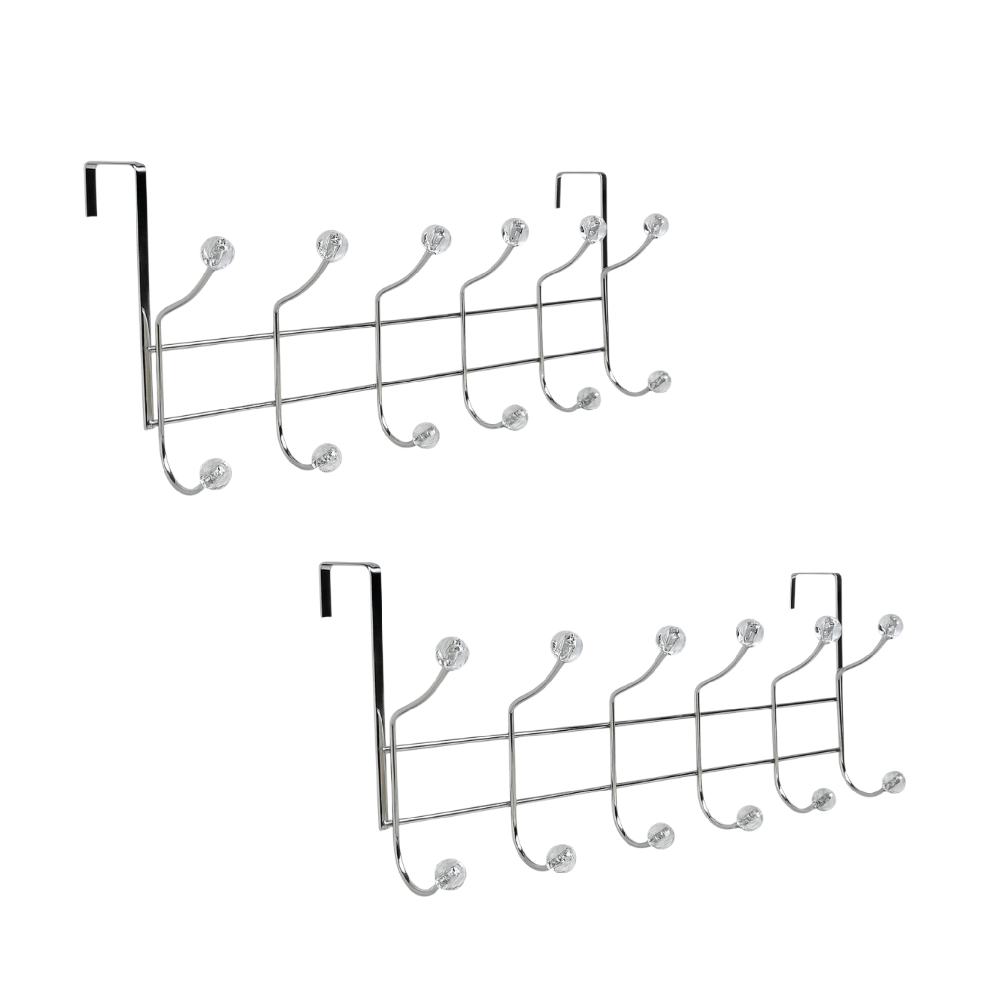 Metal Over Door Hanger Set of 2 – 24 Hooks Heavy-Duty Clothes & Coat Hanging Rack for Bedroom, Bathroom & Office – No-Drill Door Storage Organiser