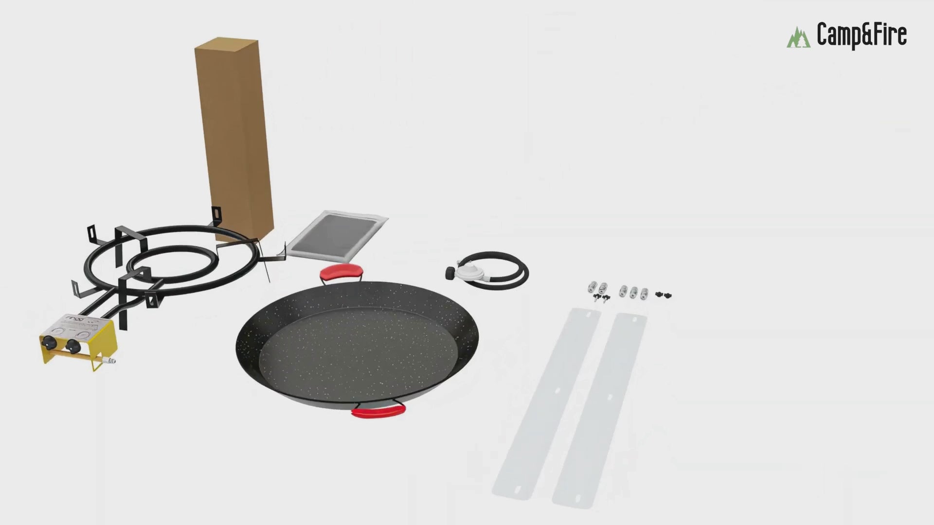 Paella Cooking Set. 12 Servings (46cm, 18") Paella Pan & Gas Burner & Tripod Stand Full Kit.
