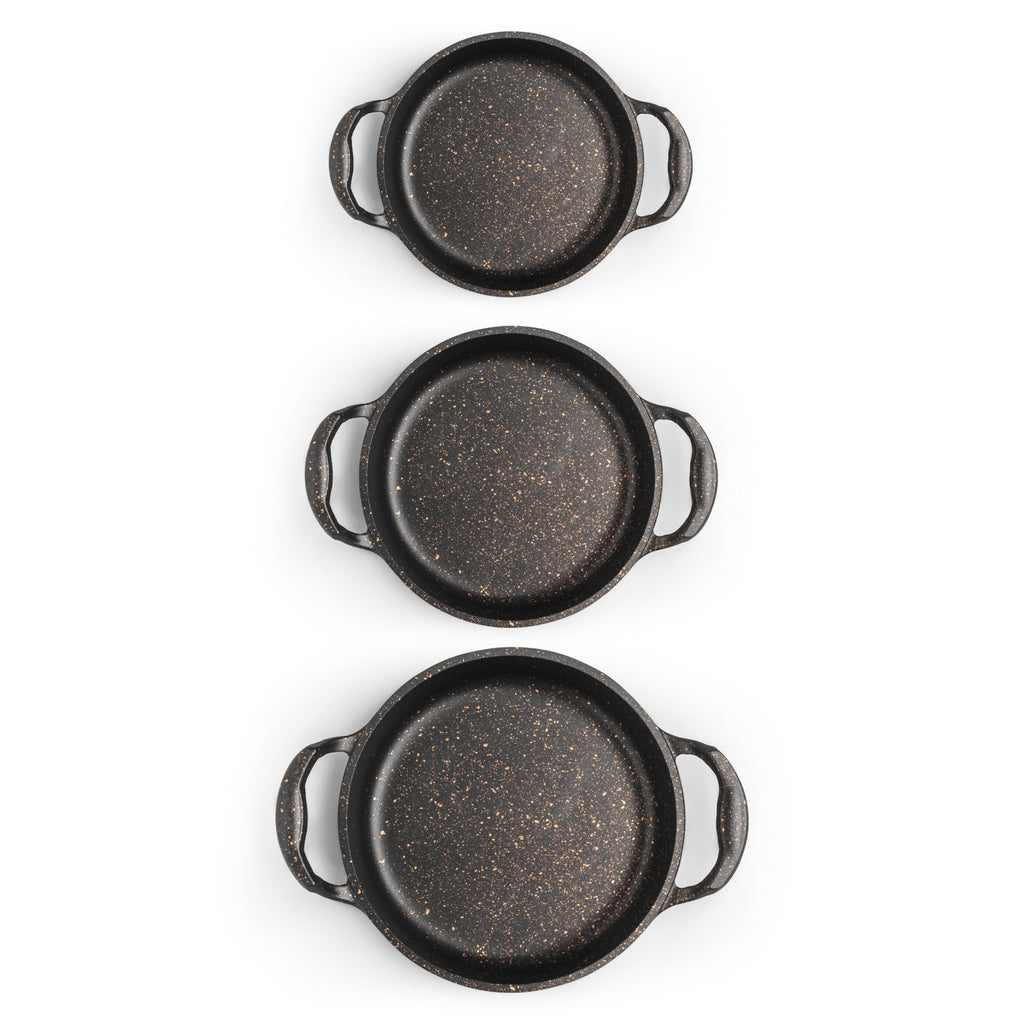 3-Piece Granite Non-Stick Frying Pan Set | Induction, Oven & Dishwasher Safe Cookware