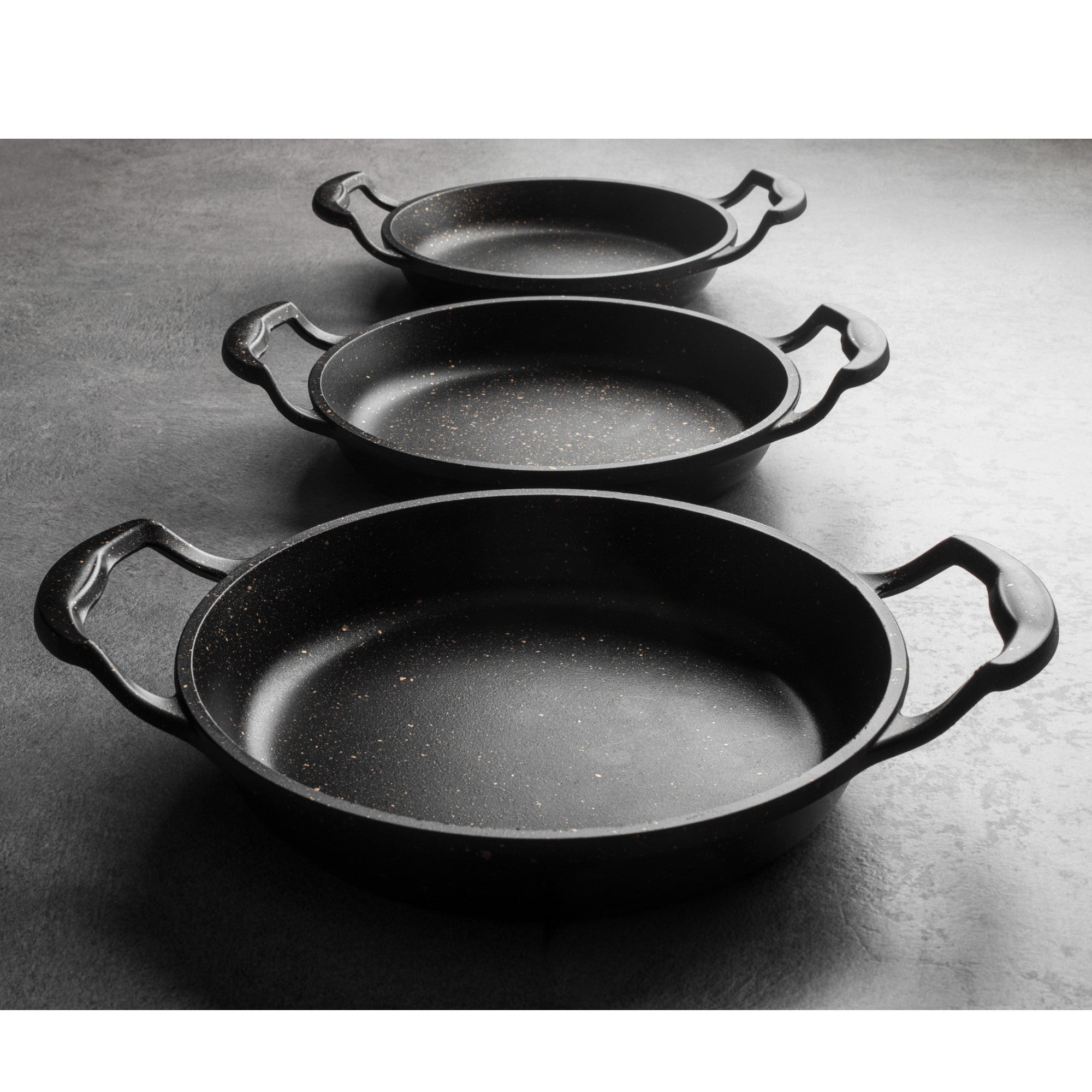 3-Piece Granite Non-Stick Frying Pan Set | Induction, Oven & Dishwasher Safe Cookware
