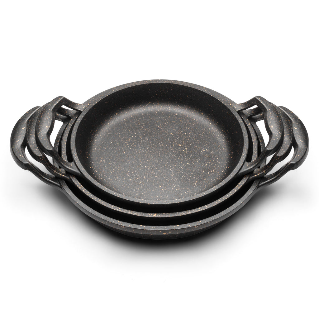 3-Piece Granite Non-Stick Frying Pan Set | Induction, Oven & Dishwasher Safe Cookware