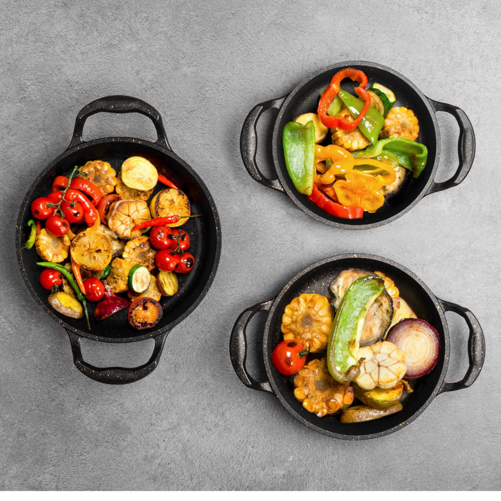 3-Piece Granite Non-Stick Frying Pan Set | Induction, Oven & Dishwasher Safe Cookware