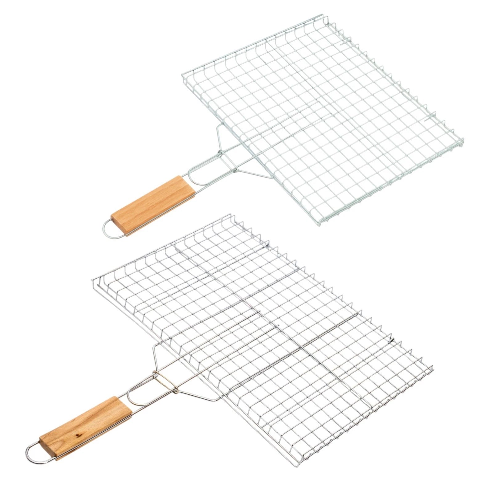 Stainless Steel Portable BBQ Grill Basket – Foldable Mesh with Easy-Grip Handle