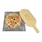 Pizza Baking Stone with Wooden Peel – Multi-Purpose Lava Stone for Oven & BBQ