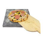 Pizza Baking Stone with Wooden Peel – Multi-Purpose Lava Stone for Oven & BBQ