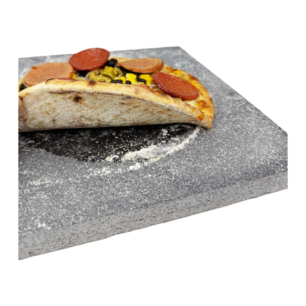 Pizza Baking Stone with Wooden Peel – Multi-Purpose Lava Stone for Oven & BBQ