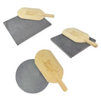 Pizza Baking Stone with Wooden Peel – Multi-Purpose Lava Stone for Oven & BBQ