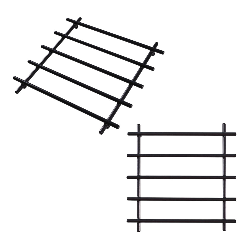 2-Piece Metal Black Trivet Set – 20×20 cm Heat-Resistant Worktop Protectors