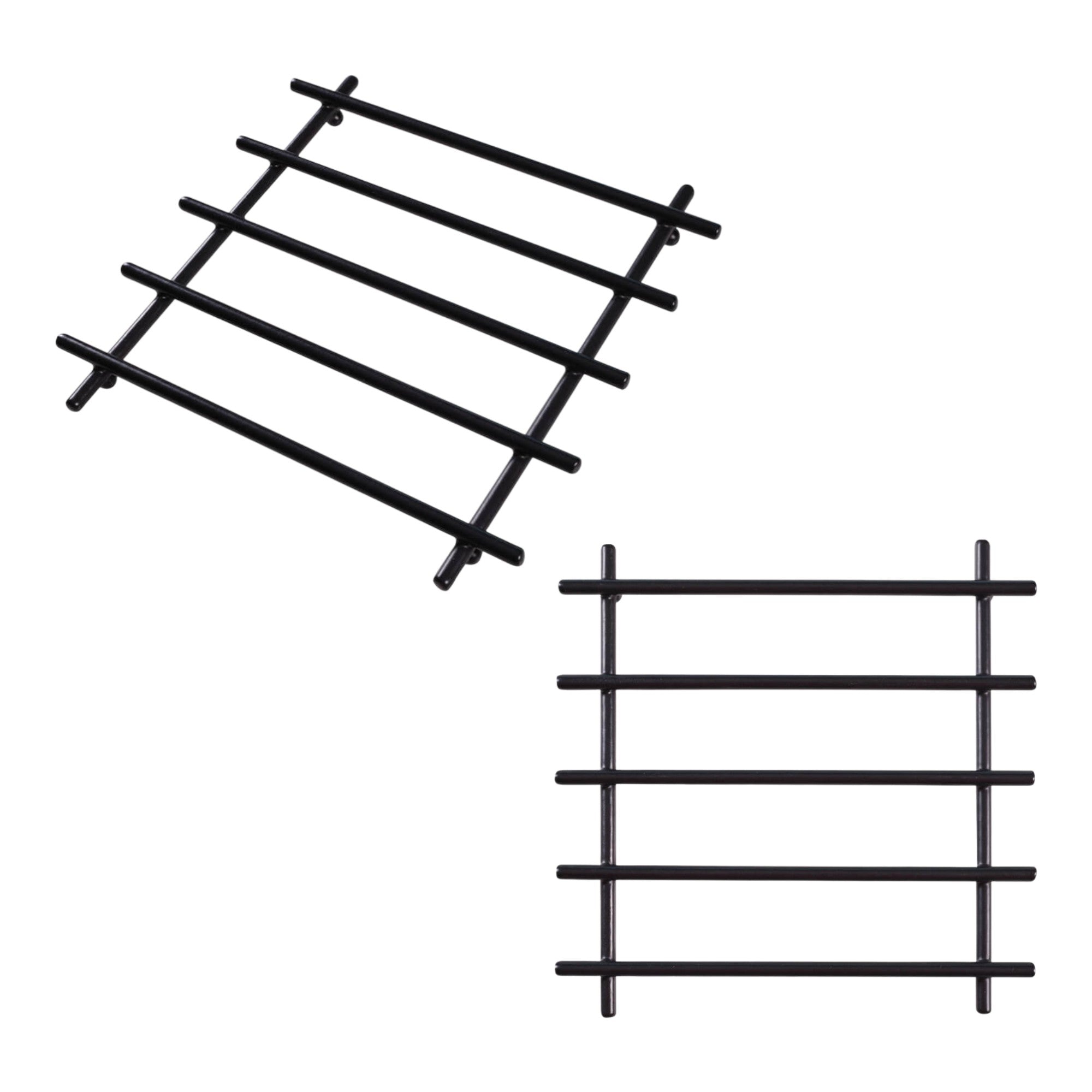 2-Piece Metal Black Trivet Set – 20×20 cm Heat-Resistant Worktop Protectors