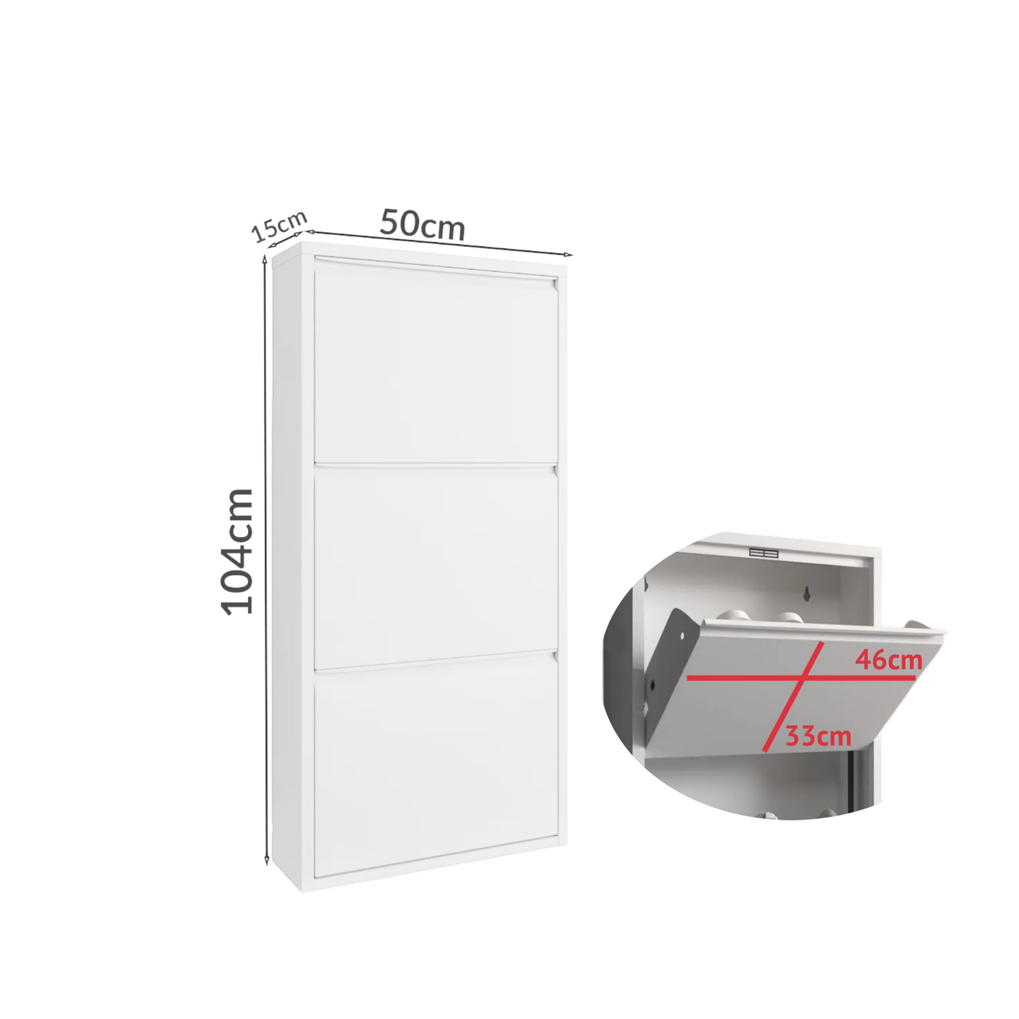 Slim Metal Shoe Cabinet White – Compact 3-Tier Shoe Rack for Space-Saving Storage