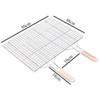 Extra-Large Foldable BBQ Basket – Stainless Steel Mesh with Dual Wooden Handles (46 × 56 cm)