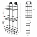 3-Tier Bathroom Rectangular Shower Caddy – No Drill Adhesive Wall-Mounted Metal Bathroom Organiser
