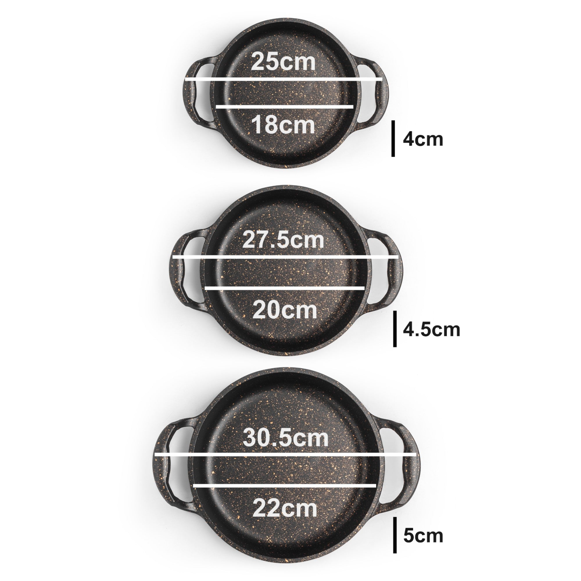 3-Piece Granite Non-Stick Frying Pan Set | Induction, Oven & Dishwasher Safe Cookware