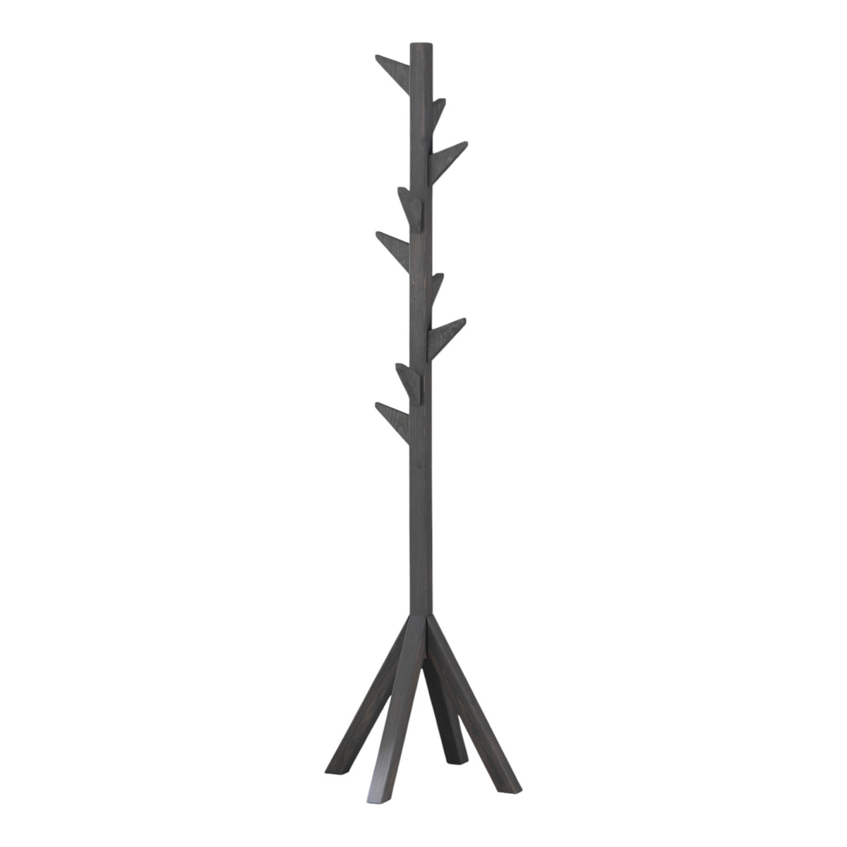 TheOwnas freestanding wooden coat rack in anthracite with 9 hooks for organized storage in hallways or bedrooms.