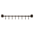 TheOwnas 56cm black aluminium kitchen utensil rail with 8 sliding S-hooks for wall-mounted storage.