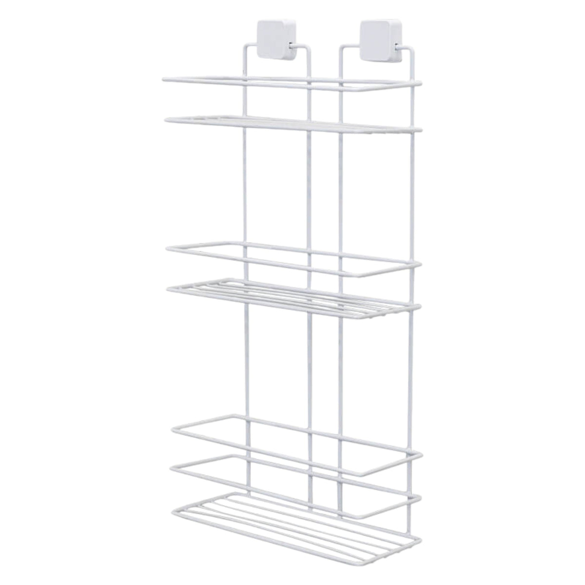 TheOwnas white 3-tier rectangular shower caddy with adhesive wall mounts for drill-free bathroom storage