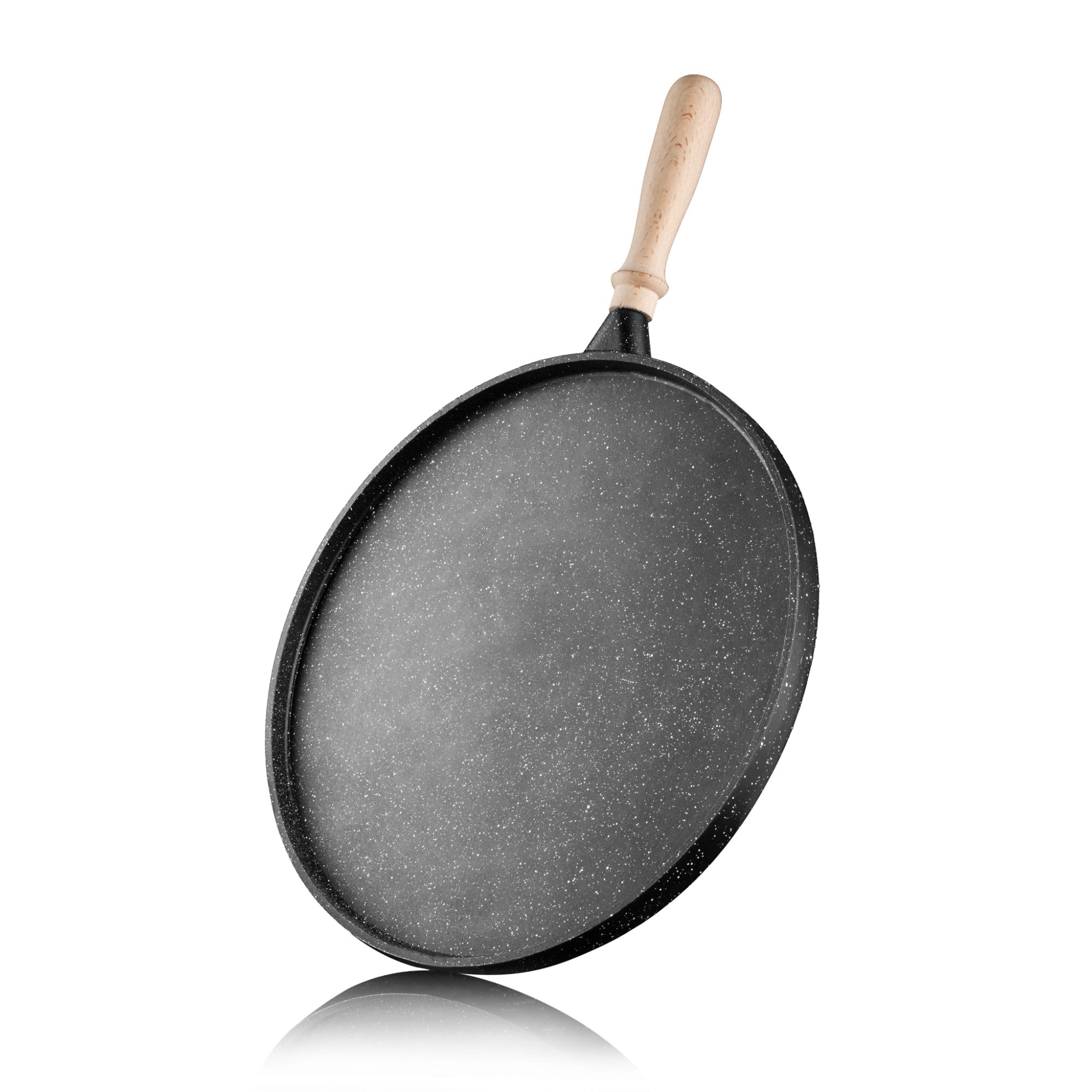 35cm Double-Sided Granite Griddle Pan | Non-Stick, Oven-Safe Grill Plate with Detachable Handle