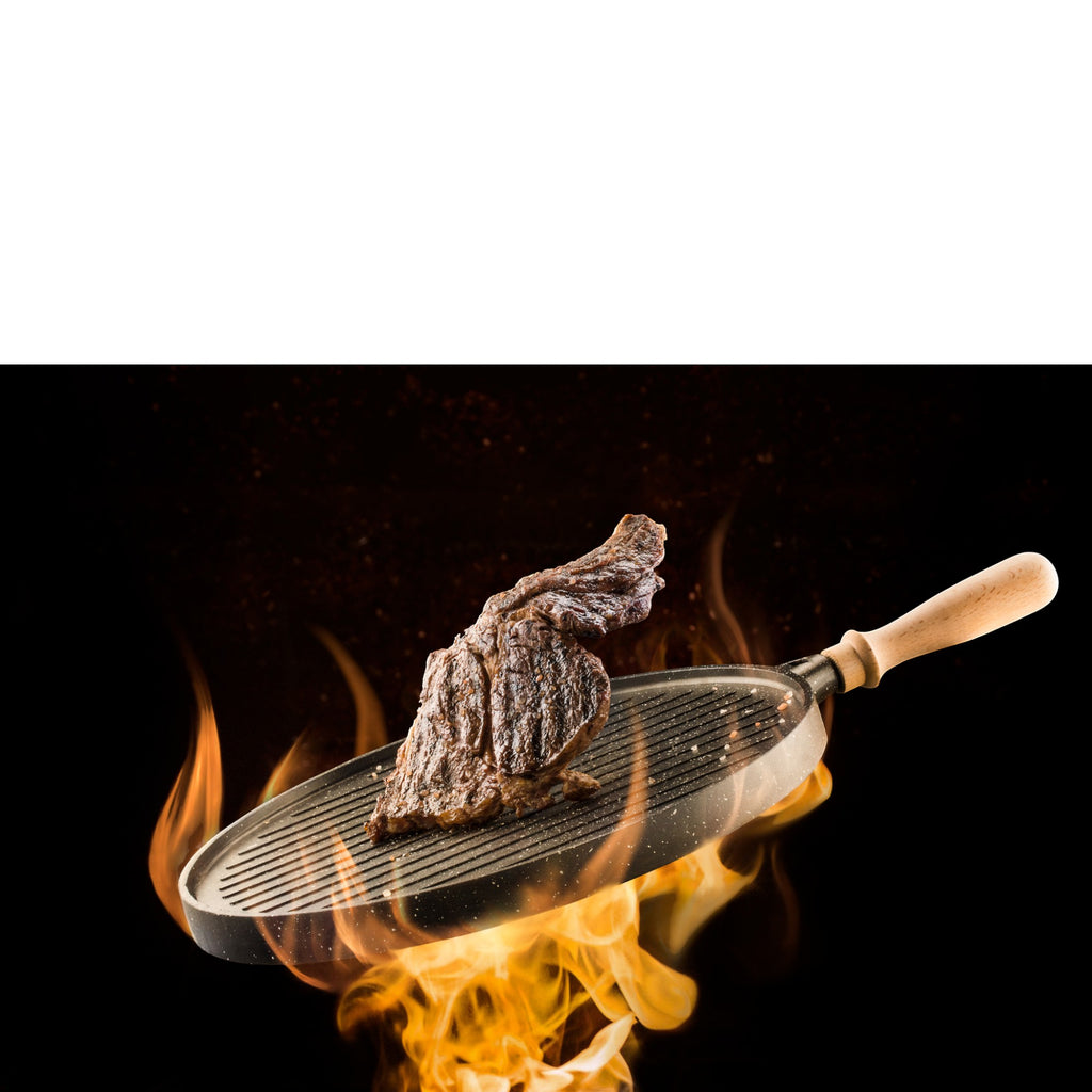 35cm Double-Sided Granite Griddle Pan | Non-Stick, Oven-Safe Grill Plate with Detachable Handle