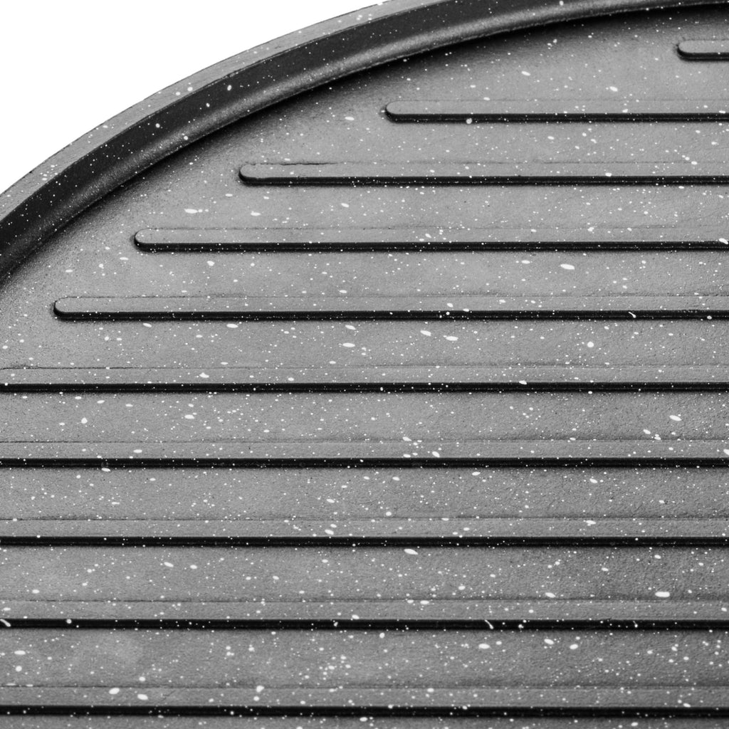 35cm Double-Sided Granite Griddle Pan | Non-Stick, Oven-Safe Grill Plate with Detachable Handle