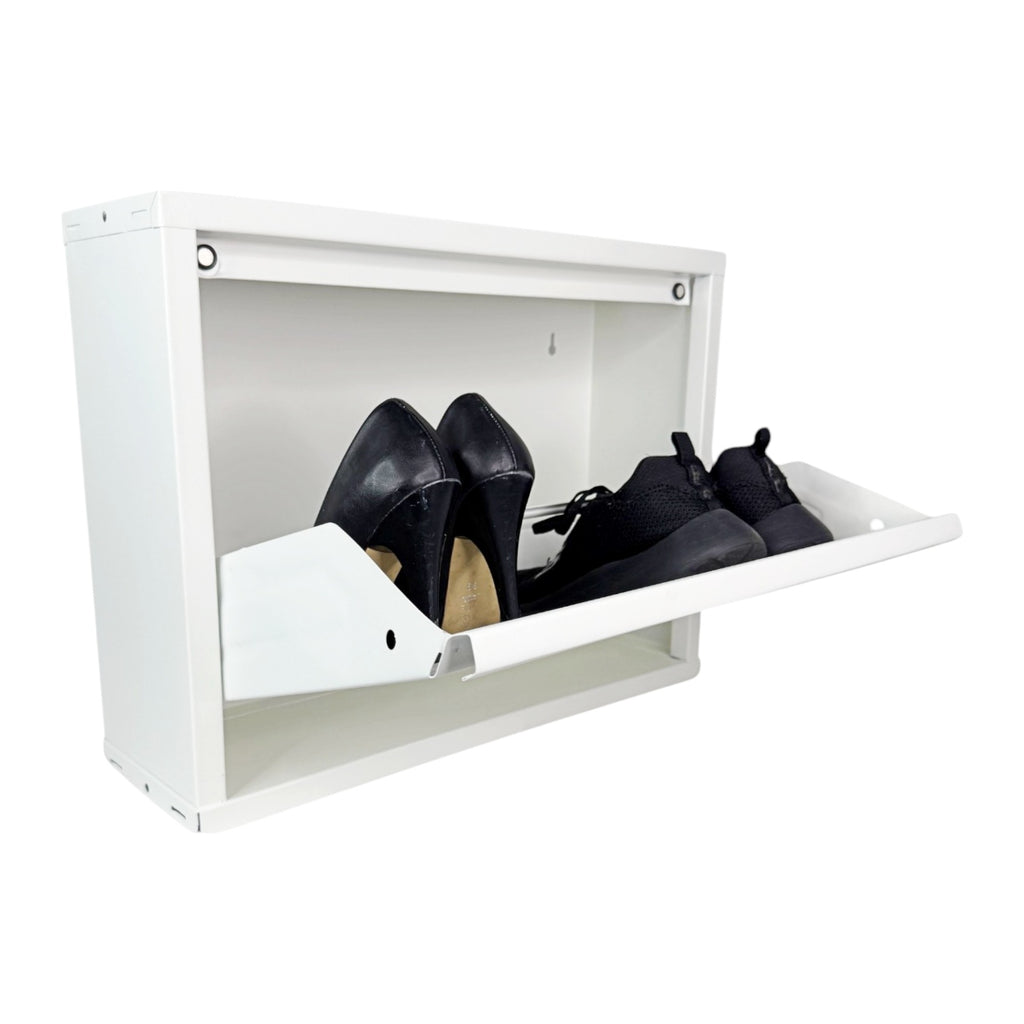 Slimline Metal Shoe Cabinet White – Modern, Space-Saving Storage Solution