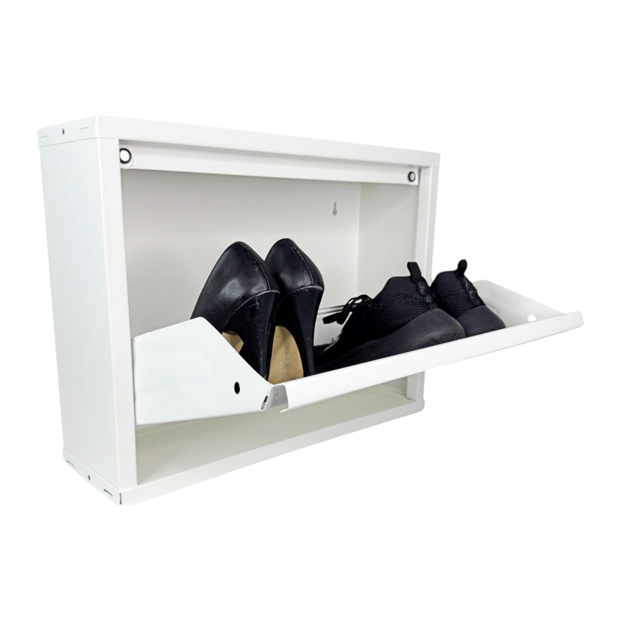 Slimline Metal Shoe Cabinet White – Modern, Space-Saving Storage Solution