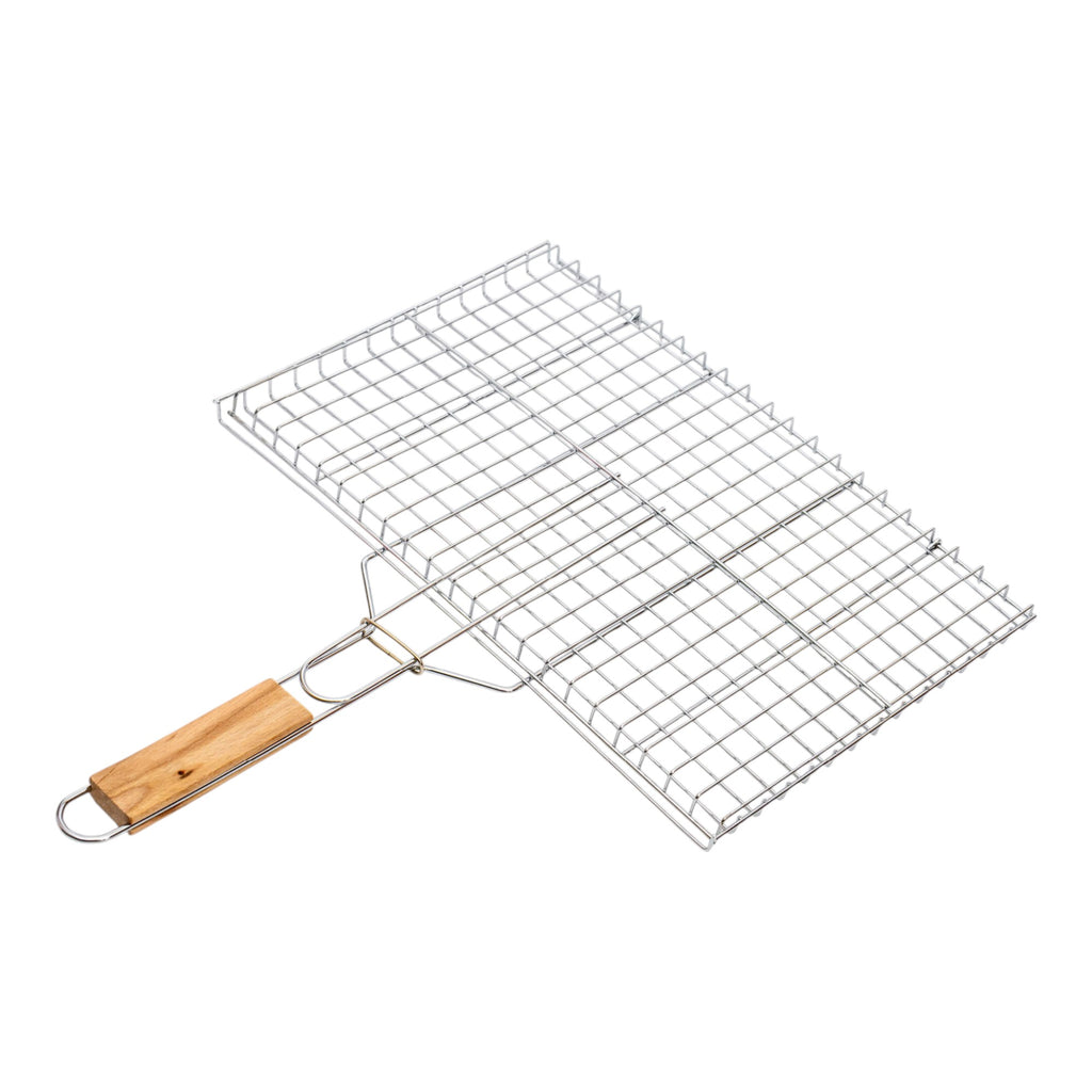 Stainless Steel Portable BBQ Grill Basket – Foldable Mesh with Easy-Grip Handle