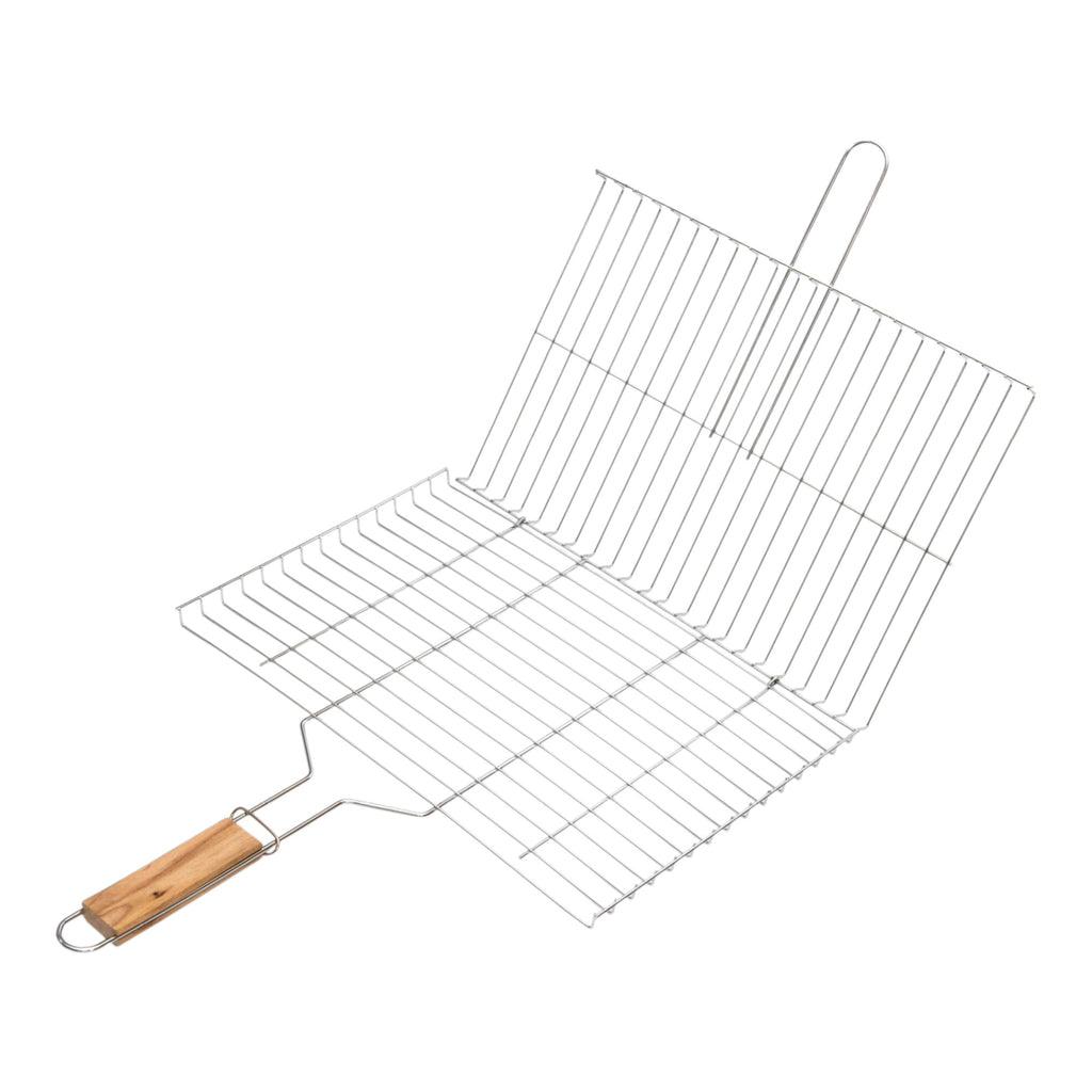 Stainless Steel Portable BBQ Grill Basket – Foldable Mesh with Easy-Grip Handle